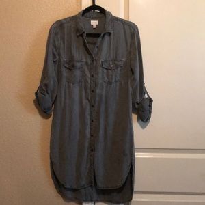 Grey, denim, button up dress